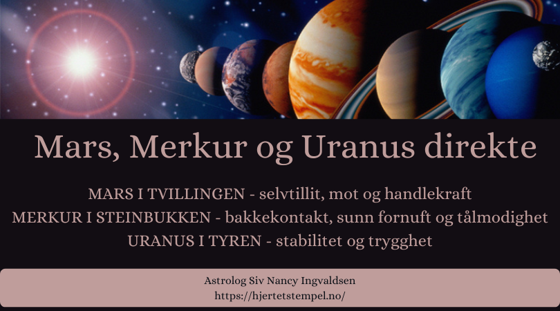 Mars, Merkur og Uranus direkte